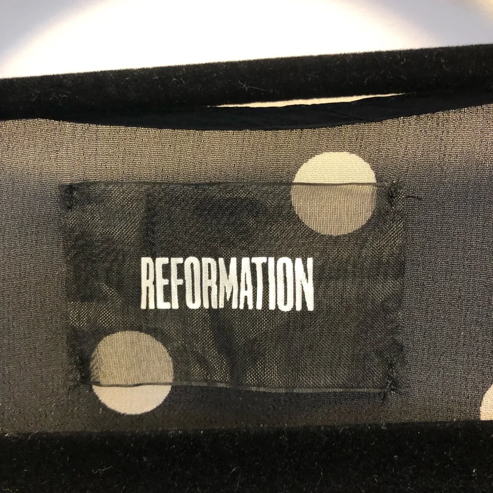 Reformation Black & White Polka Dot Mini Dress - Picture 5 of 8